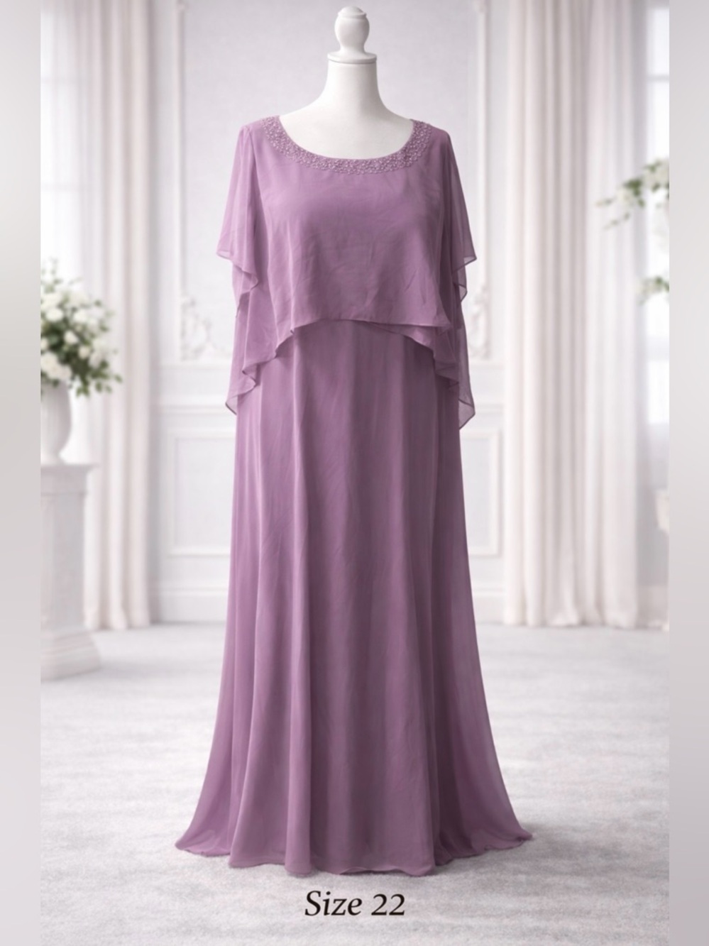 Elegant Mauve Layered Chiffon Evening Dress
